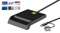Leitor cartões DNIE ATM CAC IC ID Cartão Cidadão USB A + USB C