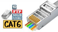 Conector UTP/FTP RJ-45 para cable sólido y flexible 24AWG (10 unid)