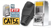 Conector RJ 45 STP Cat. 5E +  protector negro (10)