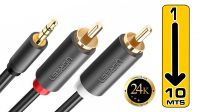 Cable multimédia Ugreen AV102 Jack 3.5mm Macho / 2 x RCA Macho GoldPlated