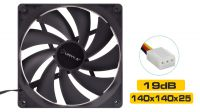 Ventilador 12V 140mm x 140mm x 25mm 19dB conector 3 pines