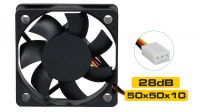 Ventilador 50mm x 50mm x 10 mm 12V sleeve, cable 0.25m, 3 pines